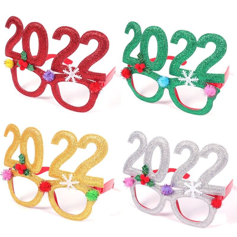 Christmas Gift New Year 2022 Merry Christmas Glasses Frame Photo Booth Props Xmas Ornaments Navidad Gifts 2022 Happy New Year Eve Decorations