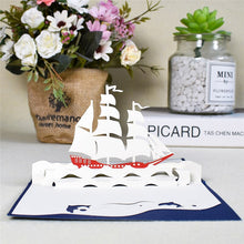 Load image into Gallery viewer, 3D Barque Ship Model Pop-Up Birthday Cards for Kids with Envelope Business Greeting Cards Handmade Gifts