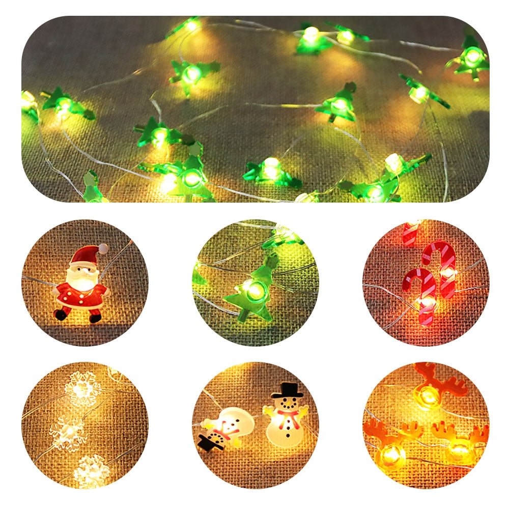 2M Santa Claus Snowflake LED Garland Lights String Christmas Decoration Xmas Tree Ornament for Home New Year Party Navidad Natal