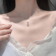 Load image into Gallery viewer, S925 Sterling Silver White Round Pendant Necklaces Luxury Women Fine Jewelry Clavicle Chain Short Necklace