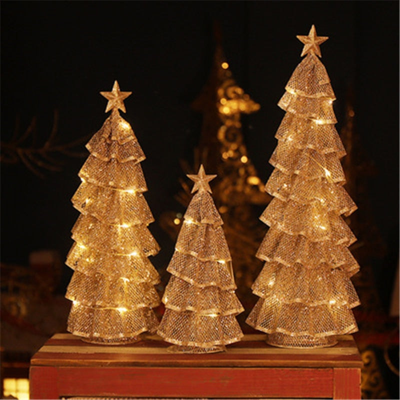 Christmas Gift Christmas Decoration Iron Xmas Tree LED Light Desktop Restaurant Home Decor Gift Party New Year 2022 Christmas Tree Ornaments