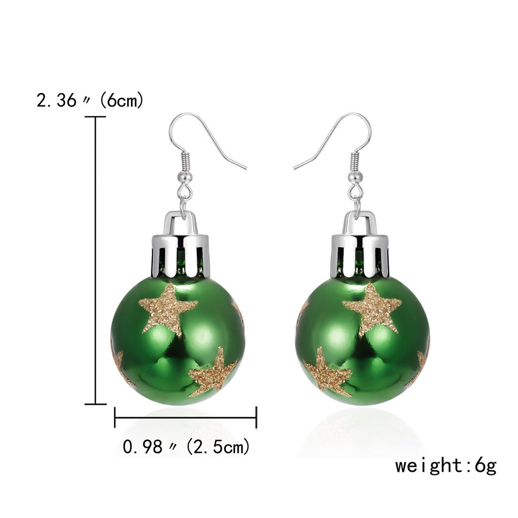 Christmas Gift Shiny Christmas Snowflake Drop Earring Resin Round Ball Piercing Dangle Earring For Women Charm Christmas Jewelry Gift