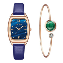 Load image into Gallery viewer, Christmas Gift New stock! ! Women Watches Fashion Square Ladies Quartz Watch Bracelet Set Green Dial Simple Rose Gold Mesh Luxury Women Watches