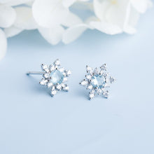 Load image into Gallery viewer, Christmas Gift S925 Sterling Silver Exquisite Winter Snowflake Zircon Stud Earrings Woman Fashion Wedding Engagement Jewelry Accessories