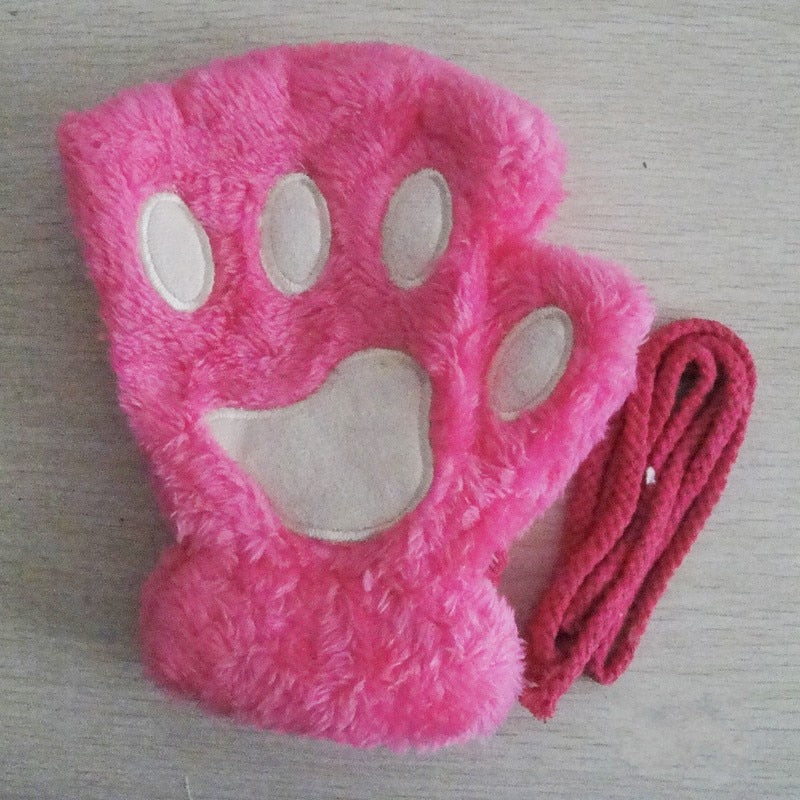 Women Winter Fur Rabbit Mittens fingerless Gloves Plush Warm Glove Winter Soft Thick Gloves for Women Girl Flexible Half Finger