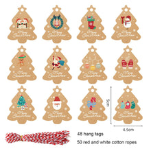 Load image into Gallery viewer, 48Pcs Kraft Paper Tags Merry Christmas Decoration DIY Handmade Gift Wrapping Paper Labels Santa Claus Hang Tag New Year Ornament