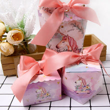 Load image into Gallery viewer, 5PCS/Lot Unicorn Cute Candy Paper Gift Box Guests Package Box For Wedding / Engagement/ Birthday Favors Gifts Box Party Supplies