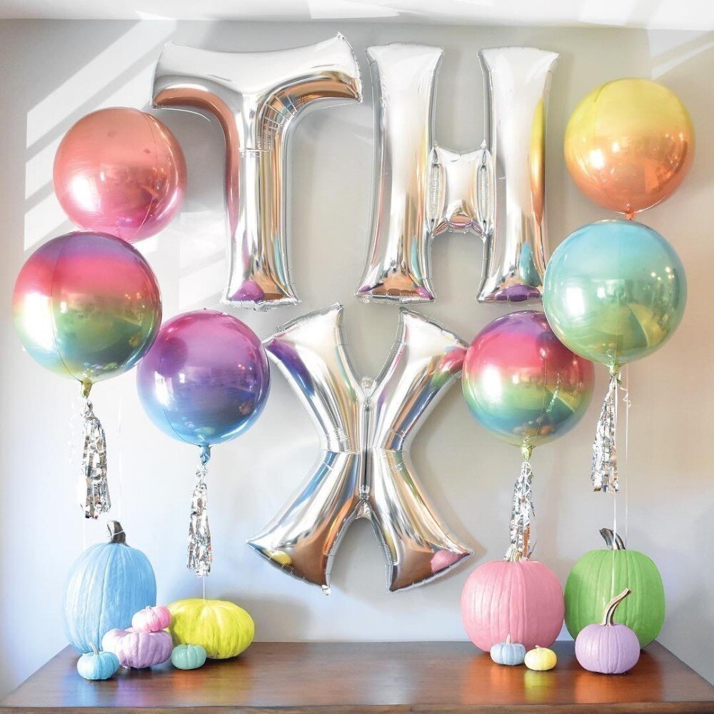 1PC 22 Inch Gradient Color 4D Disco Helium Balloon Rainbow Birthday&Wedding Party Decoration Photo Prop For Baby Shower Supplies