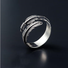 Load image into Gallery viewer, Christmas Gift Retro High-quality 925 Sterling Silver Jewelry Thai Silver Not Allergic Personality Feathers Arrow Opening Rings   R192
