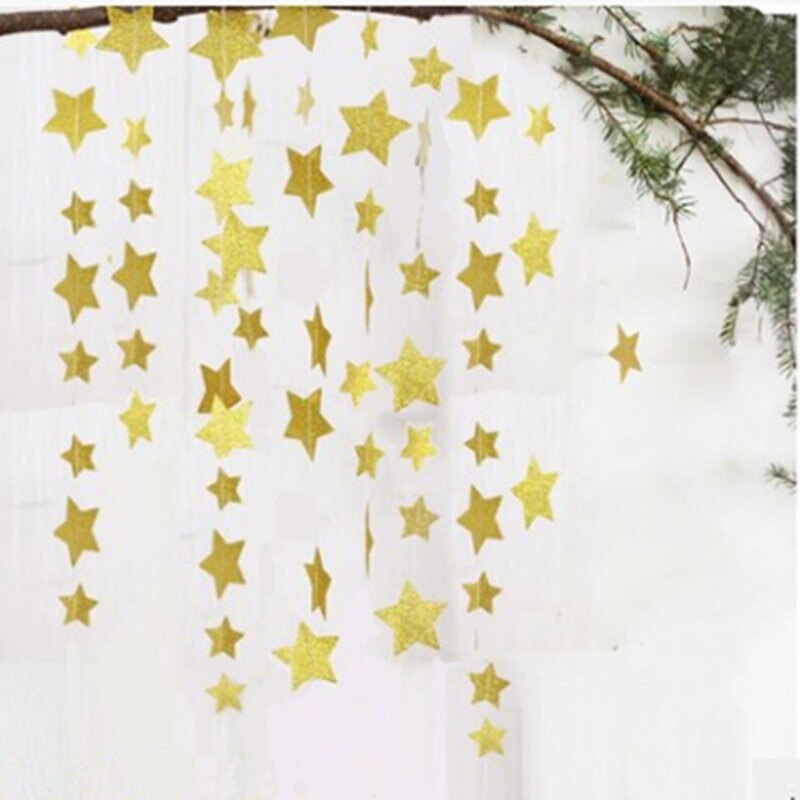 4M Wedding Decoration Wall Hanging Paper Glitter Star Paper Garland Banner String Chain Birthday Party Decoration Baby Shower