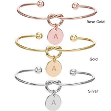 Load image into Gallery viewer, Knot Initial Bracelets Bangles A-Z 26 Letters Initial Charm Love Bangle for Women Jewelry Pulseiras Gift Wholesale