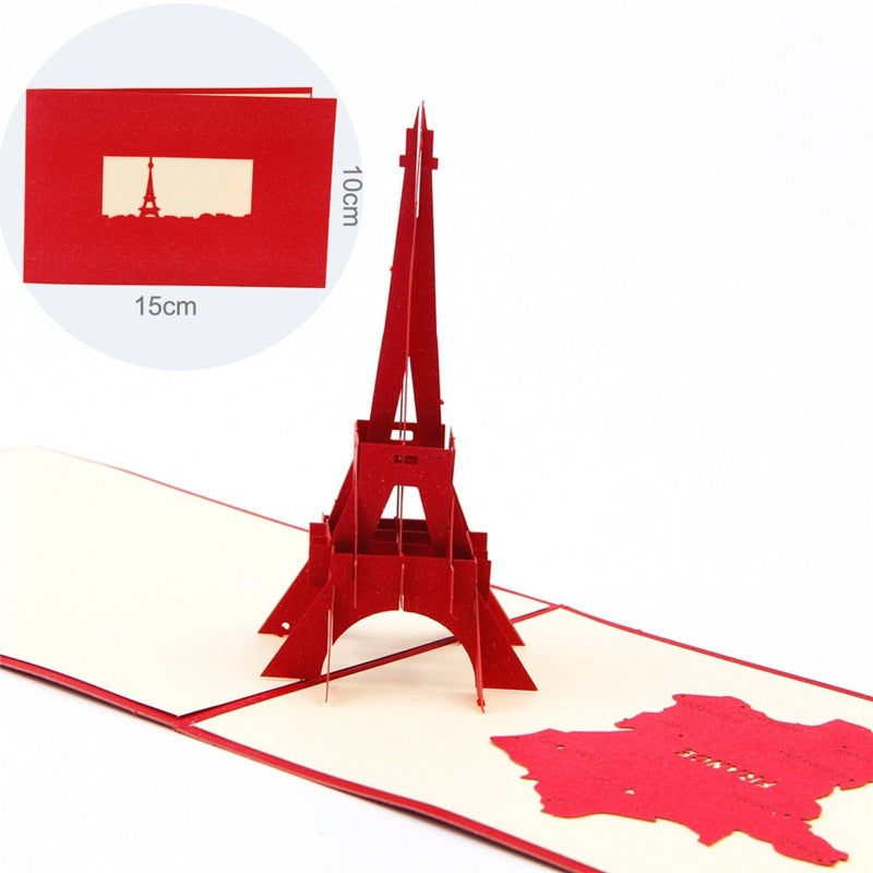 3D Pop UP Invitations Card 3D Paper World Attractions Birthday Greeting Cards 3D Tourist Postcard Save The Date Boy Gift Card