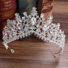 Load image into Gallery viewer, KMVEXO 2020 European Red Green Crystal Big Crown Headwear Bridal Wedding Hair Accessories Jewelry Bride Tiaras Princess Crowns