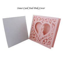 Load image into Gallery viewer, 50pcs Blue White Gold Red Hollow Heart Laser Cut Marriage Wedding Invitations Card Greeting Card Print Postcard Party Supplies