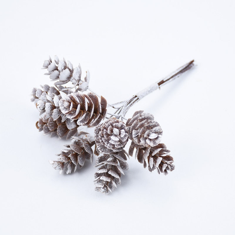 Skhek  10Pcs/Bundle Artificial Plants Fake Pine Cone Decorative Flowers Wreaths Christmas Home Decor Diy Gifts Handmade Pompon