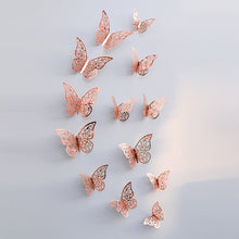 Load image into Gallery viewer, Skhek 12Pcs 3D Hollow Butterfly Wall Sticker For Home Decoration DIY Wall Stickers For Kids Rooms Party Wedding Decor Butterfly Fridge