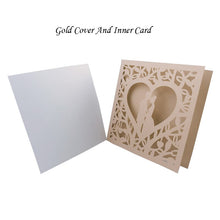 Load image into Gallery viewer, 50pcs Blue White Gold Red Hollow Heart Laser Cut Marriage Wedding Invitations Card Greeting Card Print Postcard Party Supplies