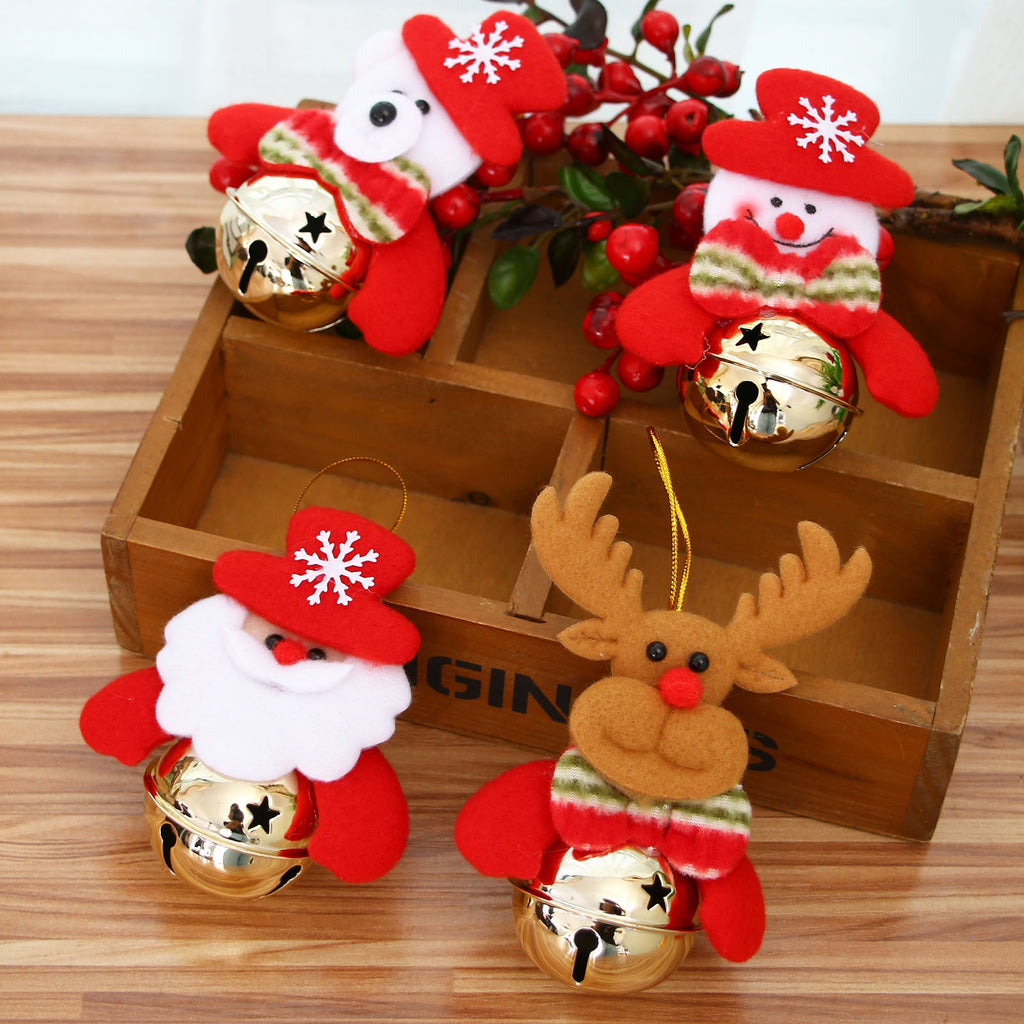 Christmas kids gift Santa Claus Doll bell snowman,Elk,bear doll bell Xmas tree pendants Christmas DIY haning decoration for home