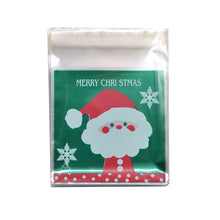 Load image into Gallery viewer, 50Pcs 10x10cm Christmas Candy Cookie Gift Bags Plastic Self-adhesive Biscuits Snack Packaging Bags Xmas Party Decoration Favors