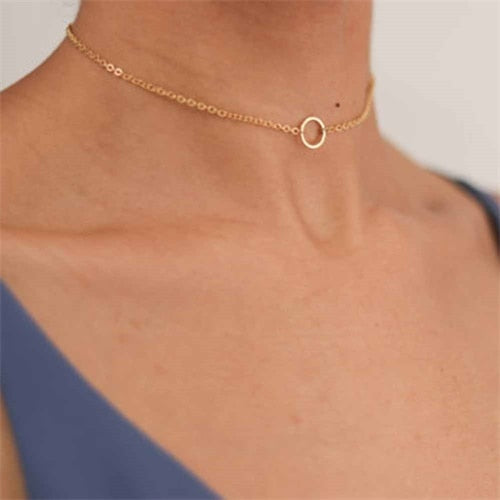 IPARAM Tiny Heart Necklace Women's Vintage Bohemian SHORT Chain Moon Star Coin Pendant Choker Necklace Jewelry Gift