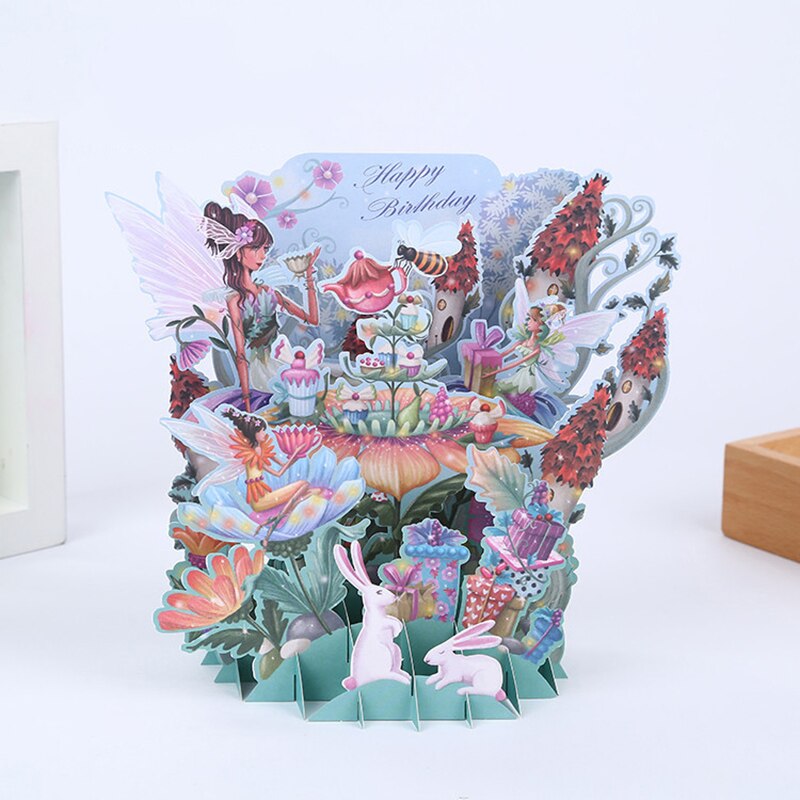 3D Birthday Invitation Greeting Card Creative Laser Cut Greeting Postcard Gift Cards Laser Cut Handmade Happy Birthday Cards