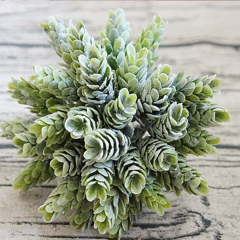 Skhek  30Pcs/Bundle Fake Green Plant Cheap Artificial Plastic Flowers For Home Table Decorative Wedding Christmas Diy Candy Gift Box