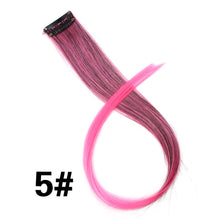 Load image into Gallery viewer, Synthetic Long Straight Women High Temperature Synthetic Clip In Hair Extension Hairpiece Purple Pink Red Blue Rose Colorful