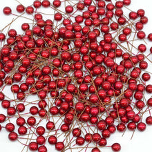Load image into Gallery viewer, 50pcs Colorful Pearl Stamens Artificial Flower small berries cherry For DIY Wedding Christmas Cake Box Pearl Wreaths Decoration
