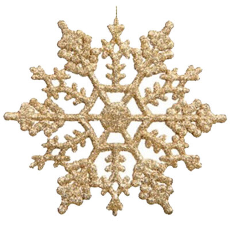 Christmas Gift 12pcs Snowflakes Christmas 10cm Plastic Glitter Snow Flake Ornaments Christmas Tree Pendant Christmas Decorations for Home 25