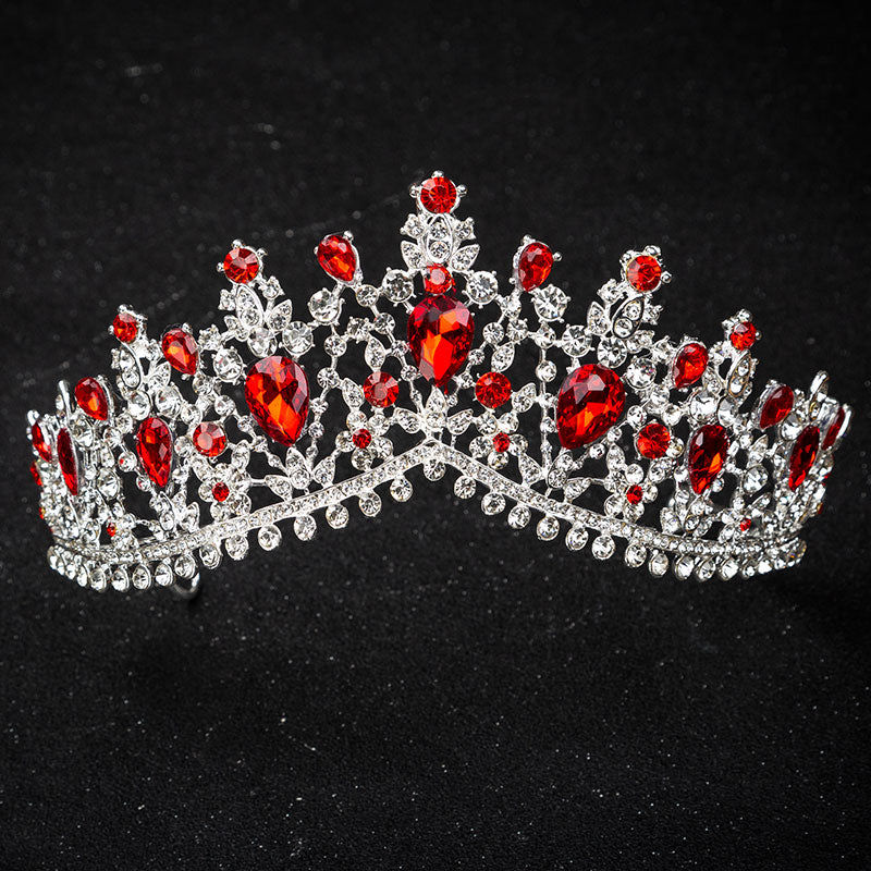 KMVEXO 2020 European Red Green Crystal Big Crown Headwear Bridal Wedding Hair Accessories Jewelry Bride Tiaras Princess Crowns