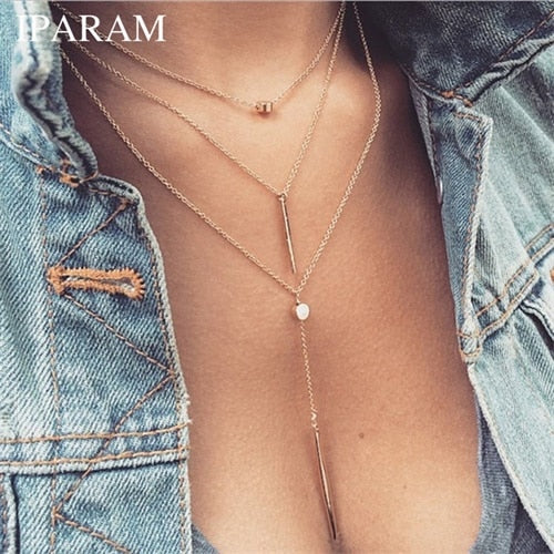 IPARAM Tiny Heart Necklace Women's Vintage Bohemian SHORT Chain Moon Star Coin Pendant Choker Necklace Jewelry Gift
