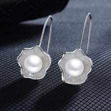 Load image into Gallery viewer, Christmas Gift Temperament New Fashion Ethnic Style 925 Sterling Silver Jewelry Female Creative Lotus Pearl Fresh Flower Dangle Earrings  E054