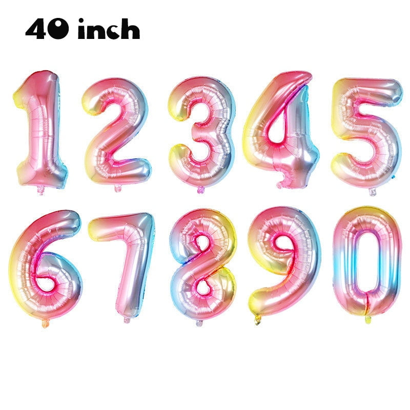 40'' Large Gradient Number Balloons Baby Shower Happy Birthday Decoration Birthday Party Decorations Adult Kids Digital Balloons