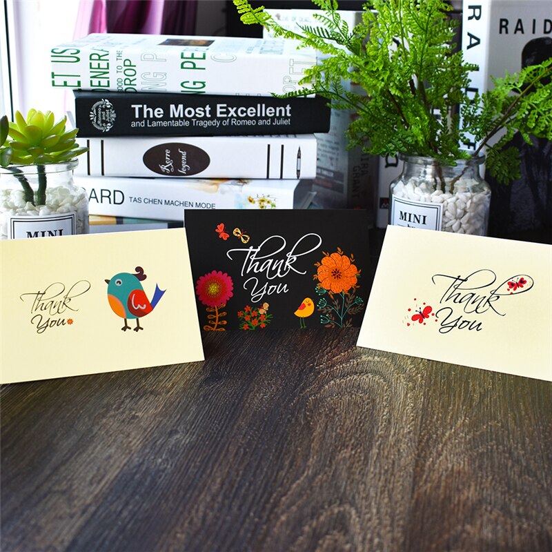 Thank You Card Floral Greeting Cards with Envelope Stickers Blank Inside 6x4 Notes Cards Thanksgiving Day Gift Postcards