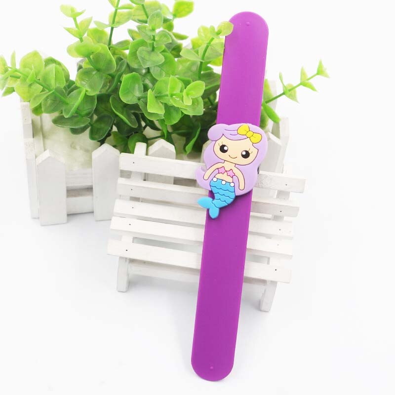 The Little Mermaid Party Favors Snap Slap Bracelet Silicone Wristband Bangle Birthday Party Gift For Kids Girl Mermaid Funny Toy
