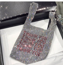Load image into Gallery viewer, Skhek Thank You Sequins Bags Women Small Tote Bags Crystal Bling Bling Fashion Lady Bucket Handbags Vest Girls Glitter Purses Brand