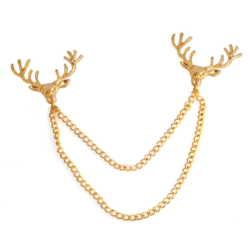 New Fashion Christmas deer brooch Vintage Santa Elk Deer collar pin tassel Brooches collar punk pins jewelry Christmas Gift