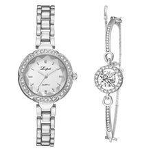 Load image into Gallery viewer, Christmas Gift Luxury 2 PCS Set Watch Women Silver Rhinestone Bracelet Watch Jewelry Ladies Female Hour Casual Quartz Wristwatches Dropshipping