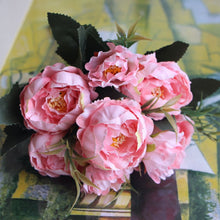Load image into Gallery viewer, Skhek Graduation Party Shabby chic Bouquet European Pretty Bride Wedding Small Peony Silk Flowers Cheap Mini Fake Flowers for Home Decoration Indoor