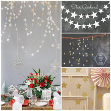 Load image into Gallery viewer, 4M Bright Gold Silver Paper Garland Star String Banners Wedding Banner For Party Home Wall Hanging Decoration baby shower favors