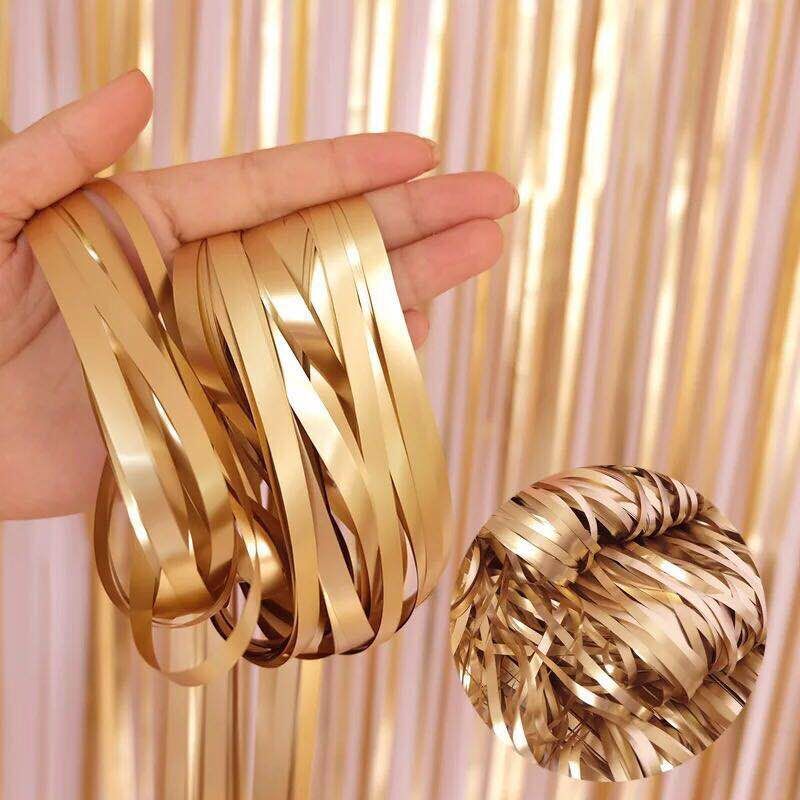 2M-3M Champagne Gold Matte Party Backdrop Fringe Tinsel Foil Curtains Adult Happy Birthday Wedding Decoration Photo Booth Drape