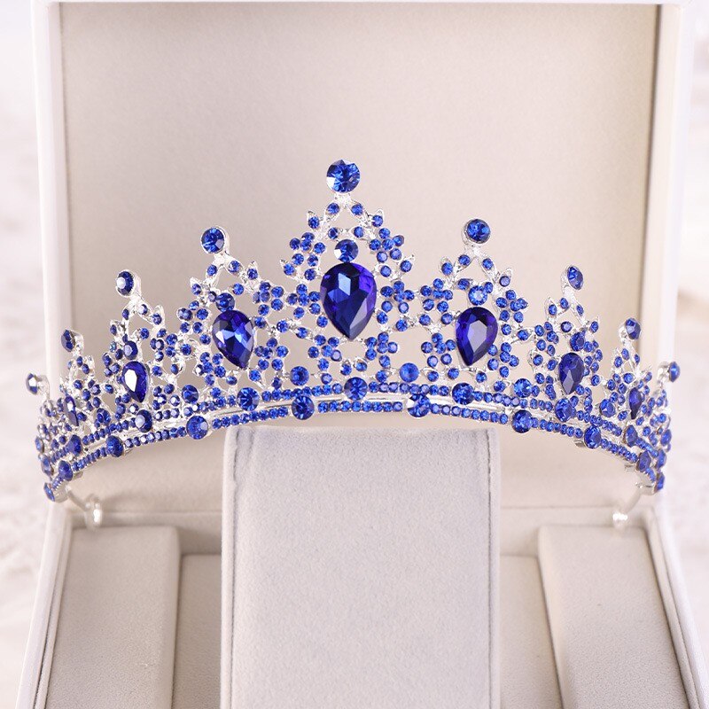 Baroque Luxury Rhinestone Beads Bridal Crown Tiaras Silver Color Crystal Diadem Tiaras Bride Headbands Wedding Hair Accessories
