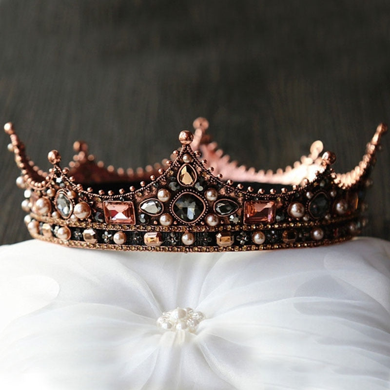 Bridal Hair Jewelry Full Circle Beads Pearl Crystal Tiaras Crowns Diadem Headpiece Women Wedding Hair Accessories JL