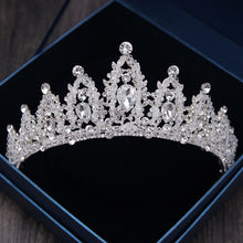 Load image into Gallery viewer, Baroque Luxury Rhinestone Beads Bridal Crown Tiaras Silver Color Crystal Diadem Tiaras Bride Headbands Wedding Hair Accessories