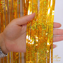 Load image into Gallery viewer, 2-4M Photo Booth Backdrop Tinsel Glitter Curtain Metallic Foil Backdrop Rain Curtain Baby Shower Wedding Party Decoration Drapes