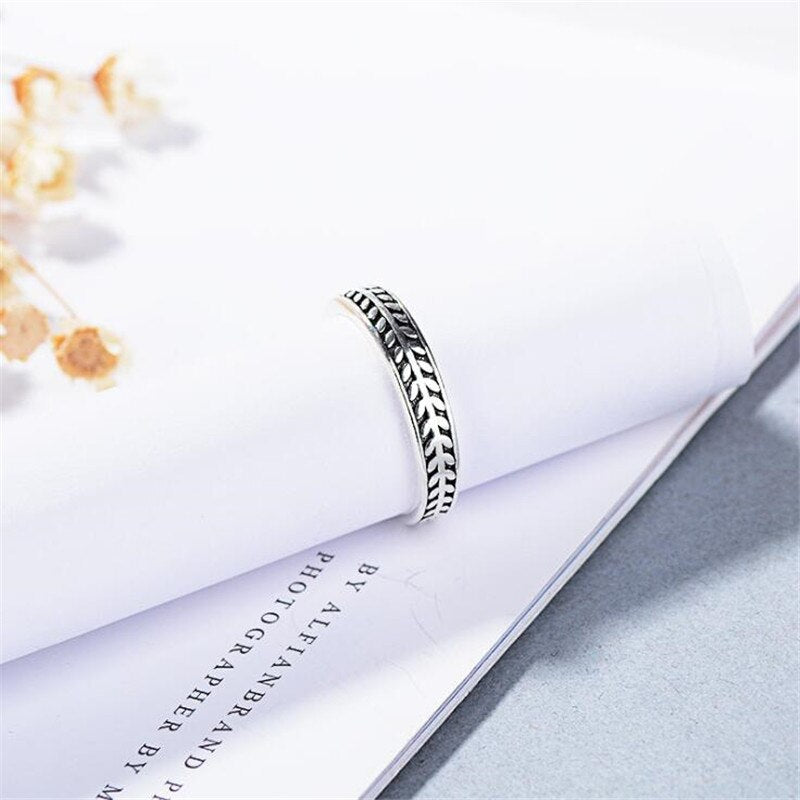 Christmas Gift New Personality Temperament Leaf Retro Thai Silver 925 Sterling Silver Jewelry Olive Leaf Creative Opening Rings R097