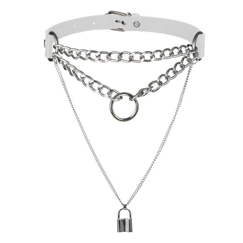 Egirl Choker Collar Lock Gothic Necklace Punk Goth Jewelry  Harajuku Style Black Chocker  Emo Grunge Aesthetic Accessories