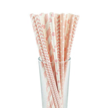 Load image into Gallery viewer, 25pcs Paper Straws Party Supply Colorful Mixed Paper Straw Birthday Party Decorations Kids Baby Shower Paper Drinking Straws