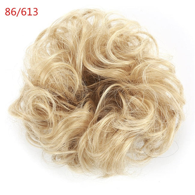 Messy Hair Bun Scrunchies Scrunchy Band Elastic Hairpiece Tie Ring Bows Synthetic Fake Chignon Tail Bridal Curly For Women