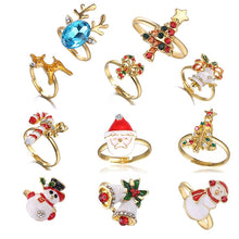 Load image into Gallery viewer, GANXIN Christmas Ring Newest New Year Party Finger-ring Decoration Elk Santa Claus Bells Opening Rings For Women Men Jewelry